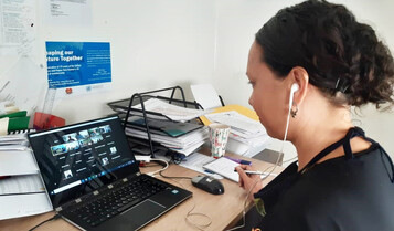 Evonne Kennedy, Executive Director of the Business Coalition For Women, launches the Family and Sexual Violence Workplace Survey at Steamships Trading Company Limited over Zoom in November. The launch was attended by approximately 300 Steamships employees from across Papua New Guinea.